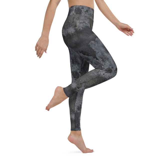 Charcoal Grunge High-Waisted Leggings