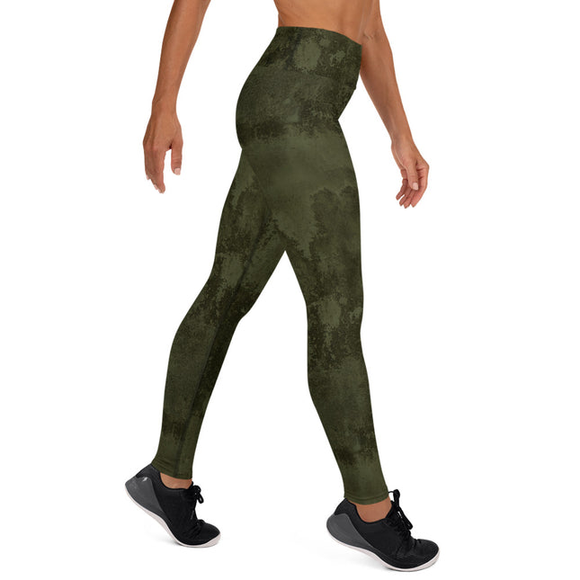 Forest Green Grunge High-Waisted Leggings