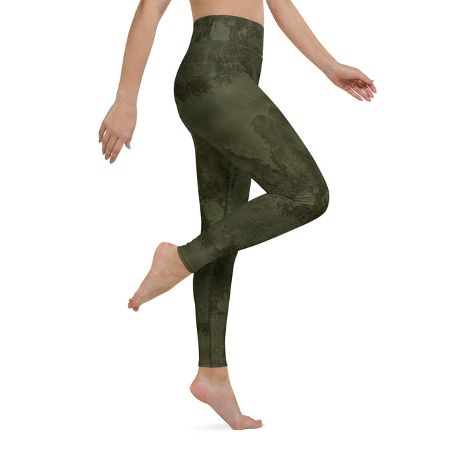 Forest Green Grunge High-Waisted Leggings