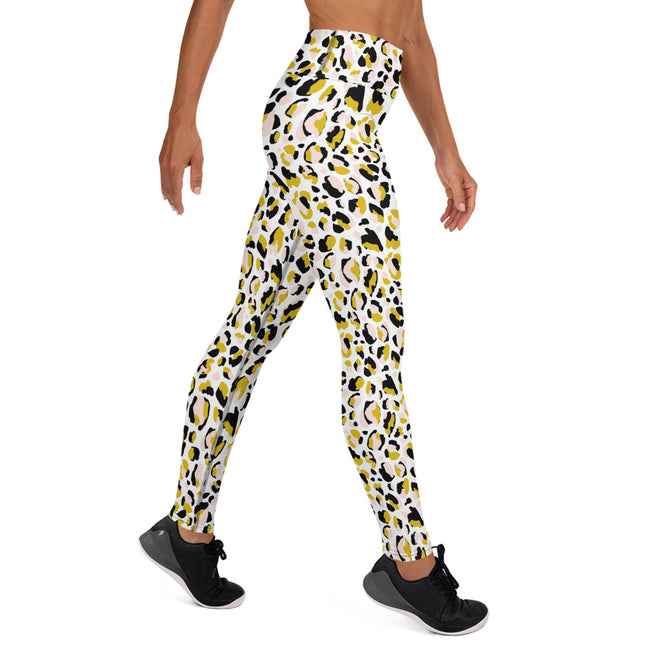 Leggings de cintura alta con estampado de leopardo dorado