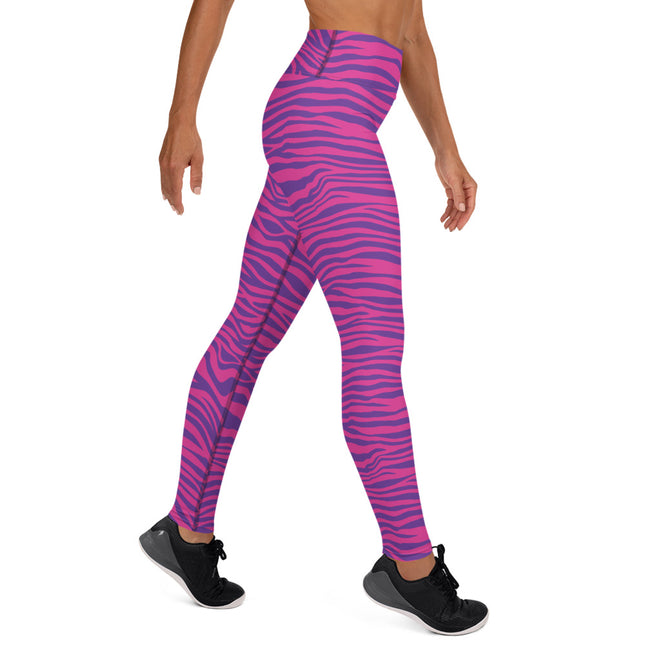 Hot Pink Stripes High-Waisted Leggings