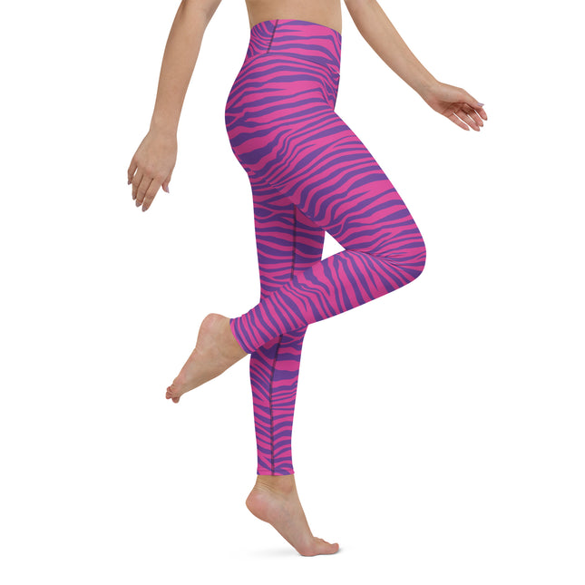 Leggings de cintura alta con rayas de color rosa intenso