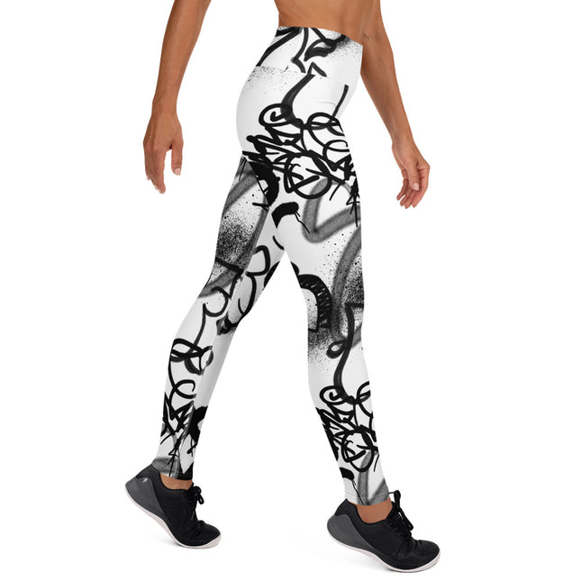 Leggings de cintura alta con grafiti monocromático