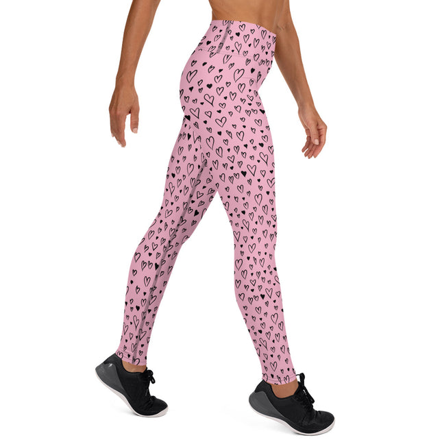 Pink Grunge Heart High-Waisted Leggings