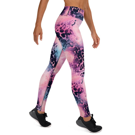 Leggings de cintura alta con estampado de leopardo y algodón de azúcar en color rosa