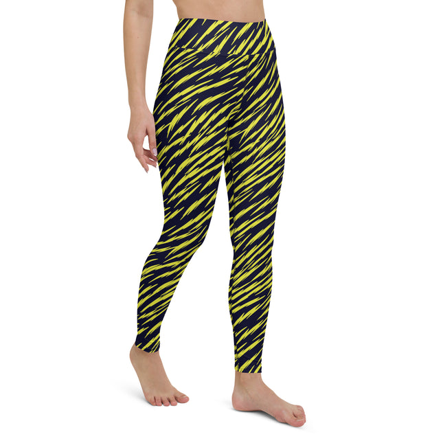 Yellow Tiger Stripe High-Waisted Leggings