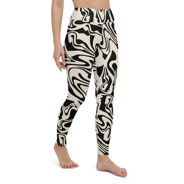 Black Abstract Liquid High-Waisted Leggings