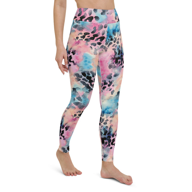 Blue Cotton Candy Leopard High-Waisted Leggings