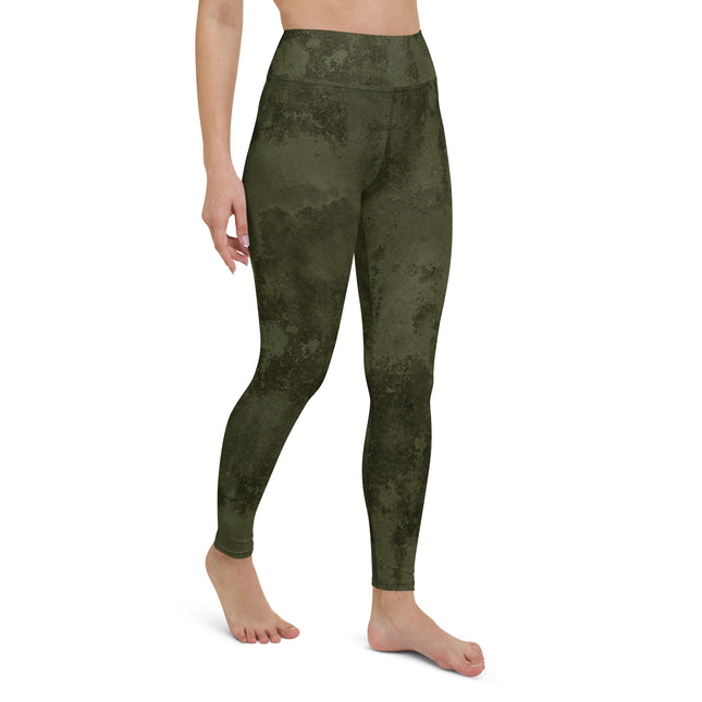 Forest Green Grunge High-Waisted Leggings