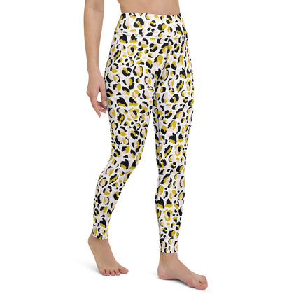 Leggings de cintura alta con estampado de leopardo dorado