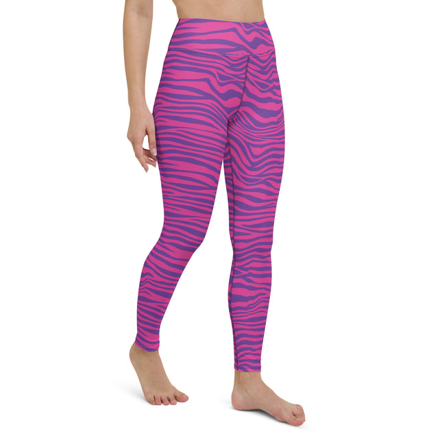 Hot Pink Stripes High-Waisted Leggings