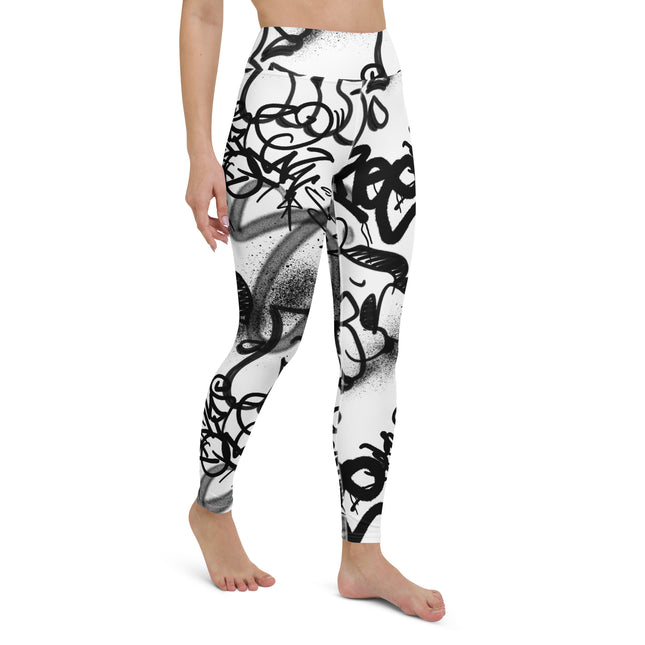 Leggings de cintura alta con grafiti monocromático