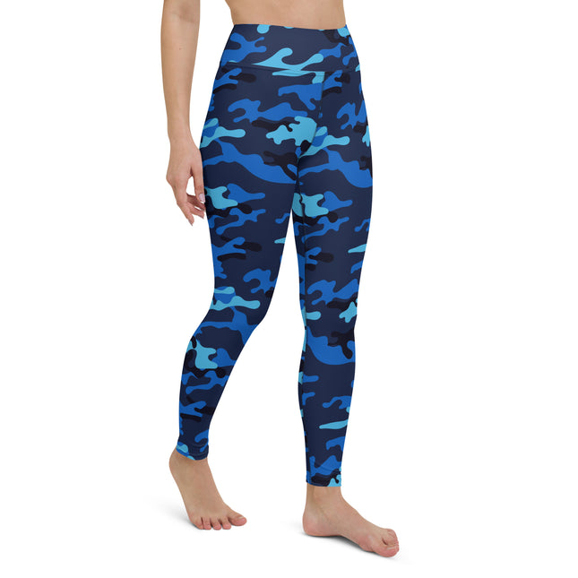 Leggings deportivos de cintura alta con diseño de camuflaje marino de medianoche