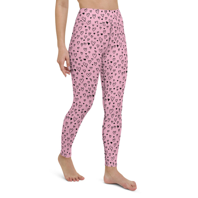 Leggings de cintura alta con corazón grunge en color rosa