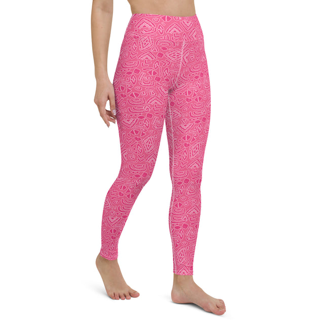 Pink Magenta Tribe High-Waisted Leggings