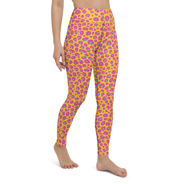 Leggings de yoga de cintura alta con estampado de leopardo al atardecer