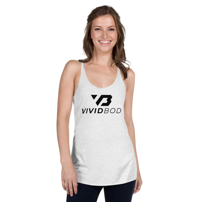 Camiseta sin mangas con espalda cruzada en color blanco jaspeado para mujer de VividBod