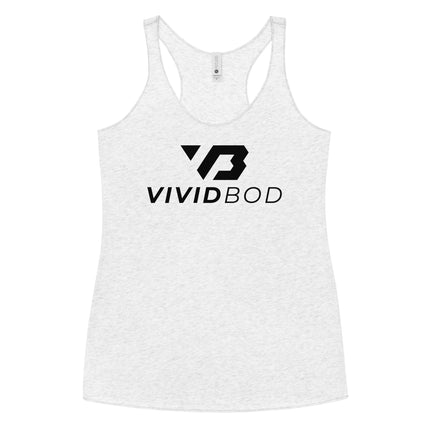 Camiseta sin mangas con espalda cruzada en color blanco jaspeado para mujer de VividBod