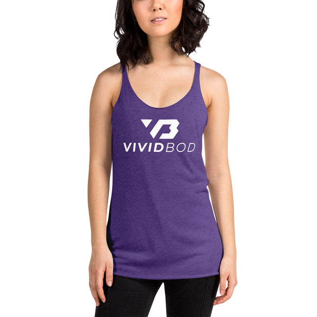 Camiseta sin mangas con espalda cruzada VividBod Purple Rush para mujer